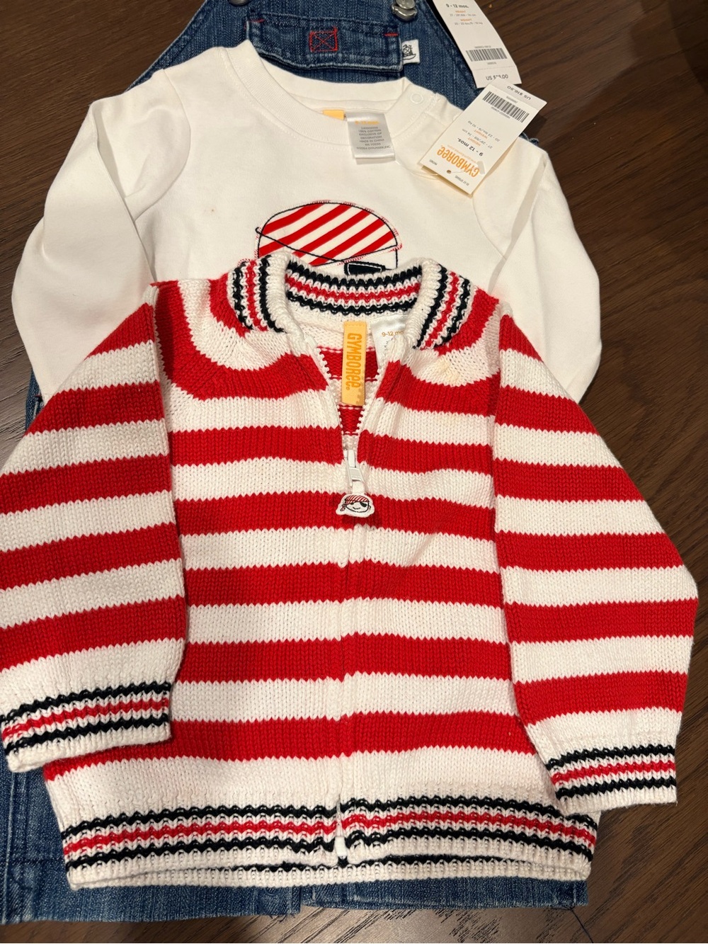 VTG Gymboree 2005 Pirate Island 3pc Set 2NWT, Overall, Onesie, Sweater 9-12 mo